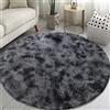 Tenekee Tappeto Rotondo Peloso Soggiorno Tappeti Soffici per Grandi Dimensioni Salotto Moderno Tappeto Morbido e Soffice per Salotto Cameretta Tavolino da Letto (160cm, Nero grigio)