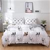 SJSXWQN Copripiumino Matrimoniale 240x220 cm Aldulto Bulldog Francese Bianco Biancheria da Letto con Cerniera Nascosta Morbido Traspirante Facile da Pulire Set Copripiumini in Microfibra e 2 Federe 50x80 cm