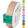 Halbach Seidenbänder Nastro per regali, larghezza 25 mm, lunghezza 25 m, prodotto in Germania, nastro regalo in diversi colori e larghezze, perfetto per confezionare e decorare, colore: naturale