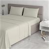 Italian Bed Linen Set Lenzuola Letto Matrimoniale Cotone Max Color, lavorato in Italia - Completo Letto, Lenzuolo Sotto con Angoli, Telo Sopra 240x300 cm e 2 Federe con Patella Interna, Panna