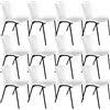 OFITURIA Silla de Oficina Sin Ruedas, Silla Confidente de Plástico con Estructura Metálica, Silla para Sala de Espera, Recepción, Reuniones, Conferencias, etc (12 Sillas, Blanco)