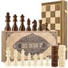 Peradix Scacchiera in Legno, 2 in 1 Scacchi e Dama Magnetica, Scacchiera da Viaggio per Adulti e Bambini con Set Scacchi Magnetici Portatile Pieghevole (39X39CM, 2 Regina)