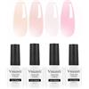 Vnicesli 4 Colori Smalto Semipermanente per Unghie in Gel UV LED Smalti Semipermanenti Soak Off Rosa Nudo Trasparente Semipermanente per Arte Manicure Francese Naturale Manicure Gel