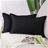 Madizz 2 Pezzi Lino in Poliestere Copricuscini Morbido Decorativo Fodere per Cuscino Lusso Stile per Divano Camera da Letto 30x50 cm Nero