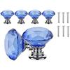 ANSIEDIO 6 pezzi 30mm Pomelli per Mobili, Pomelli in Vetro Cristallo Blu e Lega di Zinco, Pomelli per Cassetti Armadio Cassettiera Pomelli Cucina