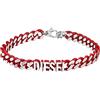 Diesel Bracciale Da Uomo In Acciaio, Lunghezza: 195mm+15mm, Larghezza: 21,9mm, Altezza: 8mm Bracciale Rosso In Acciaio Inossidabile, DX1415040