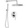 VALAZ Doccia Incasso Cromo | Miscelatore Doccia Incasso Spruzzatore Effetto Pioggia | Installazione a Parete Facile | Inossidabile, Rotondo, Spruzzatore 25 cm, Serie Jucar