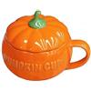 Eplze YBK Tech - Tazza da Caffè in Ceramica a Forma di Zucca, Tazza da tè, Tazza da Latte con Coperchio, 250ml (Tazza)