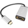 KabelDirekt USB tipo C per adattatore DisplayPort - 0,15 m - risoluzioni fino a 4K/60 Hz, USB C 3.1 e Thunderbolt 3, per MacBook Pro 2016/2017, MacBook 12" e altri apparecchi