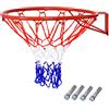 COSTWAY Canestro Basket da Muro Φ45cm in Ferro con Rete Resistente alle Intemperie e Viti, Anello da Basket per Esterno e Interno