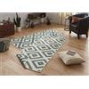 Hanse Home NORTHRUGS Tappeto reversibile Malta, resistente alle intemperie, moderno motivo geometrico, per balcone, terrazza, giardino d'inverno, soggiorno, impermeabile, polipropilene, verde, crema, 80 x 250 cm