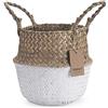 DOKOT Cesto Vimini Naturale Seagrass con Manico Ceste per Piante Cestini Portaoggetti Cesti Portabiancheria per Bagno (Bianco)