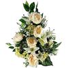 DRW Centro di Fiori Artificiali per Cimitero Chiese Matrimoni Centro Fiori per i Santi Beige Viola e Bianco (Jarron 65x40 cm)
