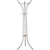 DRW Appendiabiti da pavimento in metallo e legno con 9 pomelli in bianco e naturale, 60 x 54 x 175 cm