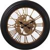DRW Orologio da parete rotondo in melammina in nero e oro 58x58x5 cm