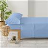 Degrees home Premium - Set Lenzuola Una Piazza e Mezza 105x190 3 Pezzi - Lenzuolo con Angoli, Piatto, 1 Federa 105x45, Blu