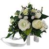 DRW Bouquet da Sposa Beige e Bianco con peonie, Camelie ed eucalipto Bouquet Artificiale Bouquet Sposa Beige 28x32Ø cm