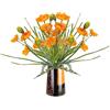 Flair Flower Fiori artificiali, cespuglio di papaveri in vaso, fiori artificiali, papavero, papavero, bouquet di fiori, decorazione floreale, fiori di prato, tomba, matrimonio, arancione