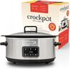CROCK-POT Crockpot Sizzle & Stew Digital Slow Cooker | 6.5 L (8+ persone) | Ciotola rimovibile a induzione per la cottura di carni e verdure, presa UE a 2 pin, acciaio inossidabile [CSC112X]