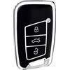 OFFCURVE Custodia Chiavi Auto Guscio Chiave, Cover Chiave Copri Chiavi Telecomando 3 Tasti Adatto per VW Volkswagen Passat B8 Jetta Polo Tiguan Touran T-Roc MK2 Scirocco Skoda Superb Kodiaq Seat