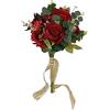 DRW Bouquet da sposa rosso con rose e fiori selvatici Bouquet artificiale sposa rosso 56x32Ø cm