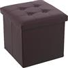DRW Pouf, Pelle Sintetica, Marrone, 38x38x38 cm