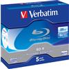 Verbatim - Scatola 5 DVD Blu Ray BD-R SL - Jewel Case - Bianco/Blu - 43715 - 25GB