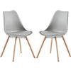 buybyroom Set di 2 sedie da pranzo imbottite, da cucina, con schienale, per sala da pranzo, per conferenze, in legno massiccio, colore: grigio