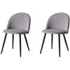 GrandCA HOME Set di 2 Sedie da Pranzo in Velluto, Sedie da Cucina con Cuscino del Sedile in Morbido Velluto, Sedie da Pranzo Laterali Imbottite per Soggiorno,Grigio