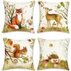 Bonhause Federe per Cuscini Animali della Foresta 45x45cm Copricuscini Decorativi Volpe Cervo Velluto Morbido Federa per Cuscino Bambini Divano Casa Decorazione Set di 4