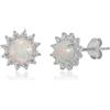Meissa Opale Orecchini Bianco Fuoco 4.5 x 4.5mm orecchini cerchio piccoli pietra natale Piercing orecchini acciaio chirurgico Gioielli di nozze Regalo per le spose Regalo di laurea, Argento