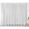 Linder Tende in voile per interni pronte da appendere, trasparenti, eleganti per finestre, in poliestere, lino, bianco, con finitura arricciatura, dimensioni: 240 x 240 cm, ideale per soggiorno,