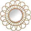 DRW Specchio da parete rotondo in vimini naturale 46x46x2 cm