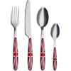 EXZACT Set di 24 posate in acciaio inox con manici colorati - 6 forchette, 6 coltelli da tavola, 6 cucchiaini da tavola, 6 cucchiaini - Union Jack x 24