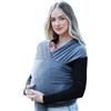 RYLOOBABY Fascia porta bebè per neonati e bambini piccoli di prima qualità, testata per la sicurezza, adatta come copertura per allattamento, morbida ed elastica, in taglia unica e colori neutri (Grigio scuro)