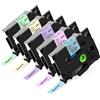 MarkField 5x Nastro per Etichette Compatibile con Brother P-touch TZe TZ 12mm 0.47 nastri laminati colorati per Ptouch PT-H107B H105 H100LB H110 H200 D200 D400 1000 1090 Cube