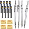 JIANTA Set di Matita Meccanica, 4 Pezzi Matite Automatiche, Portamine in Plastica Portamine Ricariche Matita 0,3/0,5/0,7/0,9 mm, Matite Meccaniche con 96pcs Matita Mina e 4 Gomma, Bianco