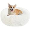 Nepfaivy Cuccia per Gatti e Cani da Interno, Cuccetta per Gatti e Cani | Letto Morbido in Peluche per Gatti, Cuscino Ciambella Calda e Antistress per l'Inverno, XL-70cm/27.6in, Bianca