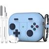 R-fun Custodia compatibile con Apple Airpods Pro (2023/2022/2019, 2a/1a generazione), cavo USB-C/Lightning con kit di pulizia, design classico per console di gioco portatili,Blu