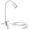 ledscom.de Lampada a morsetto, collo d'oca LELE, interruttore, bianco opaco, 1x E27 max. 60W