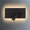 Applique lampada lettura faretto LED 8W GU10 parete muro ORIENTABILE 360  gradi luce comodino quadri hotel ufficio 230V NERO