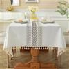 Pahajim Tovaglia Rettangolare Cotone Lino Copritavolo Moderno Elegante Impermeabile Antirughe con frangia per Decorazioni Tavola da Pranzo Cucina(Quadrato,140x140cm)