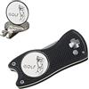 Crestgolf Golf Divot Tool con Pop-up Button & Magnetic Ball Marker Pitch Mark Mini Tool Leggero Portatile e Pieghevole (black2)
