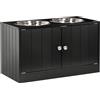 PawHut Ciotole per Cani Rialzate con Armadietto da 44L, Ciotole Rialzate in Acciaio Inox per Cani Grandi, 60x30x35.5cm, Nero