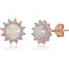 Meissa Opale Orecchini Bianco Fuoco 4.5 x 4.5mm orecchini cerchio piccoli pietra natale Piercing orecchini acciaio chirurgico Gioielli di nozze Regalo per le spose Regalo di laurea, Oro rosa