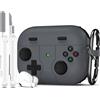 R-fun Custodia compatibile con Apple Airpods Pro (2023/2022/2019, 2a/1a generazione), cavo USB-C/Lightning con kit di pulizia, design classico per console di gioco portatili,Grigio