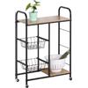 Carrello da cucina legno e metallo nero con ruote, 57x30x85 cm