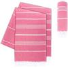 LAYNENBURG Set di 2 telo mare premium con frange annodate a mano - 100% cotone Telo fouta hammam XXL 100x200 cm - OEKO-TEX 100 - telo hamam grande - asciugamano sauna e pestemal (Rosa)