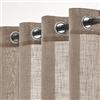 Woaboy Tende per Interni Lino Traslucido Tende Moderne Decorative a Occhiello per Soggiorno Camera da Letto 2 Pezzi 140x280cm Marron Foncé