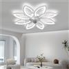 LJX 90cm Plafoniera Led con Ventilatore Silenzioso Moderno Fiore Lampadario Ventilatore con Telecomando/APP Dimmerabile Estate Inverno Ventilatore da Soffitto con Luce per Camera da letto, Blanc